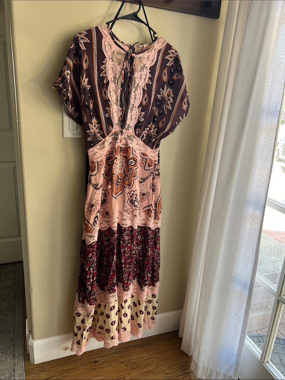 FARM Rio Pink & Brown Mixed-Print Boho Maxi Dress